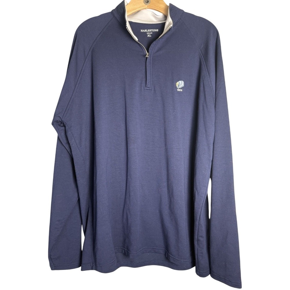 Harlestons Marion Pullover Long‎ Sleeve Quarter-Zip Shirt Tailored Navy Blue XL
